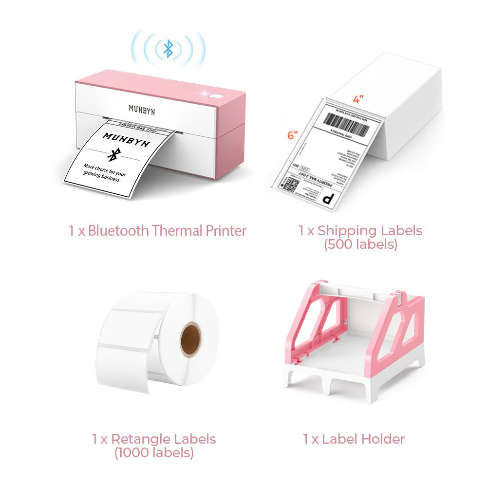 MUNBYN RW129B Bluetooth Thermal Label Printer Kit for Starter Small Business Labelling - Image 3