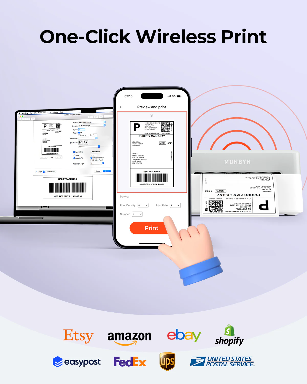 MUNBYN RealWriter 403B Bluetooth Printer & Morandi Labels Bakery Packaging Starter Kit - Image 8