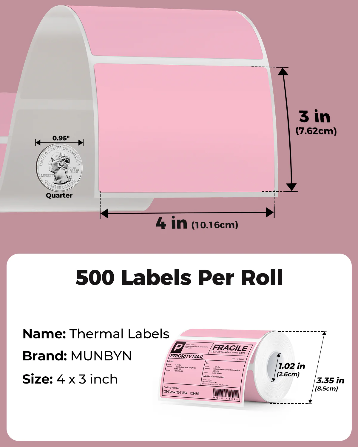 MUNBYN 4" x 2" & 4" x 3"Rectangle Thermal Labels for Barcode, Address and Multi-Purpose Use - Image 3