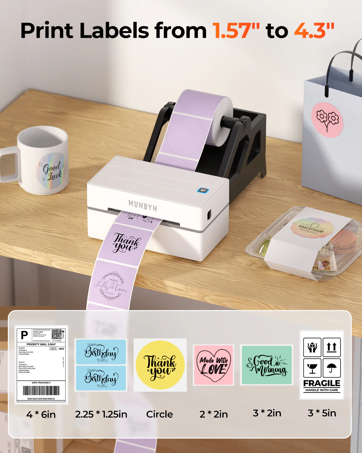 MUNBYN RW130B Bluetooth Thermal Label Printer Kit for Starter Small Business Labelling - Image 19