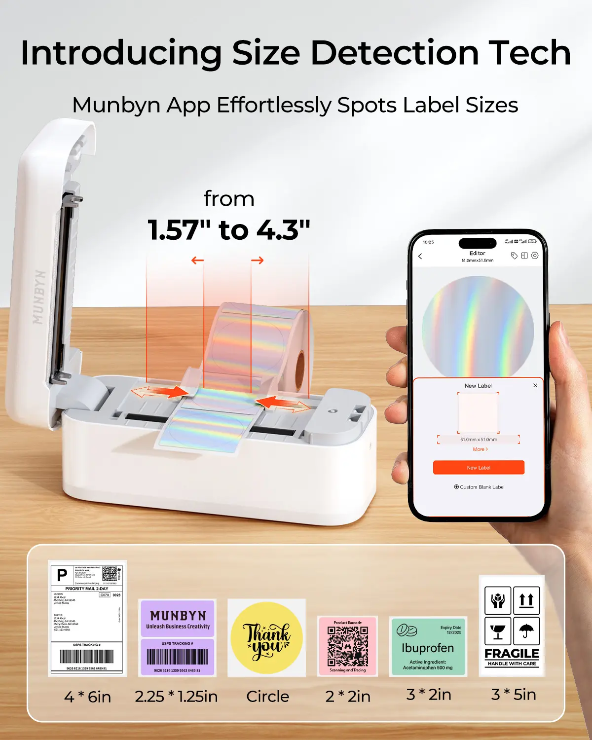 MUNBYN RW402B Bluetooth Thermal Label Printer for Daily Shipping Labels - Image 13