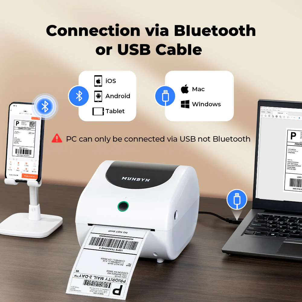 MUNBYN RW411B Bluetooth 4x6 Thermal Label Printer Kit for Shipping - Image 7