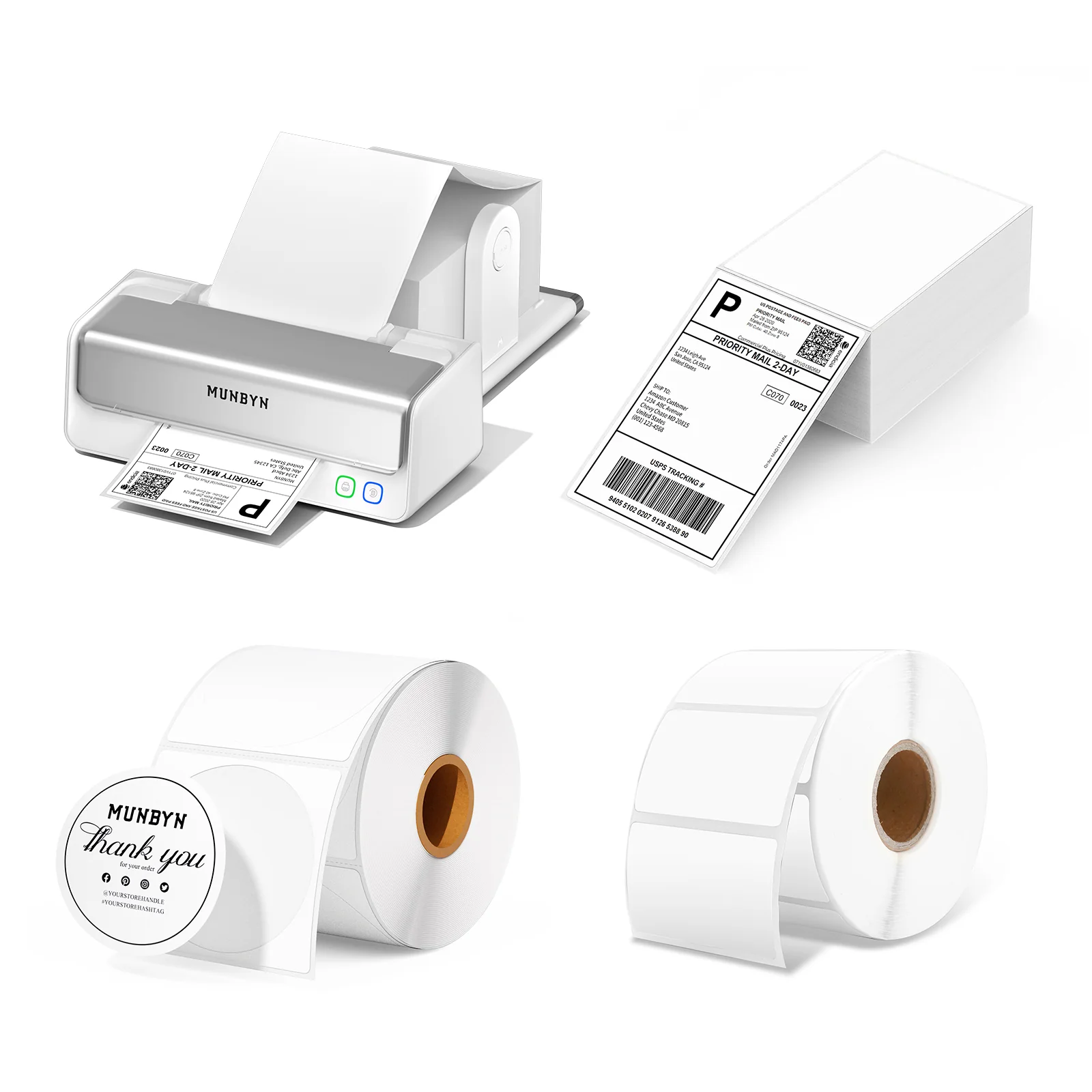 MUNBYN RW405B Dual-Color Thermal Label Printer Kit for Packaging and Branding - Image 3