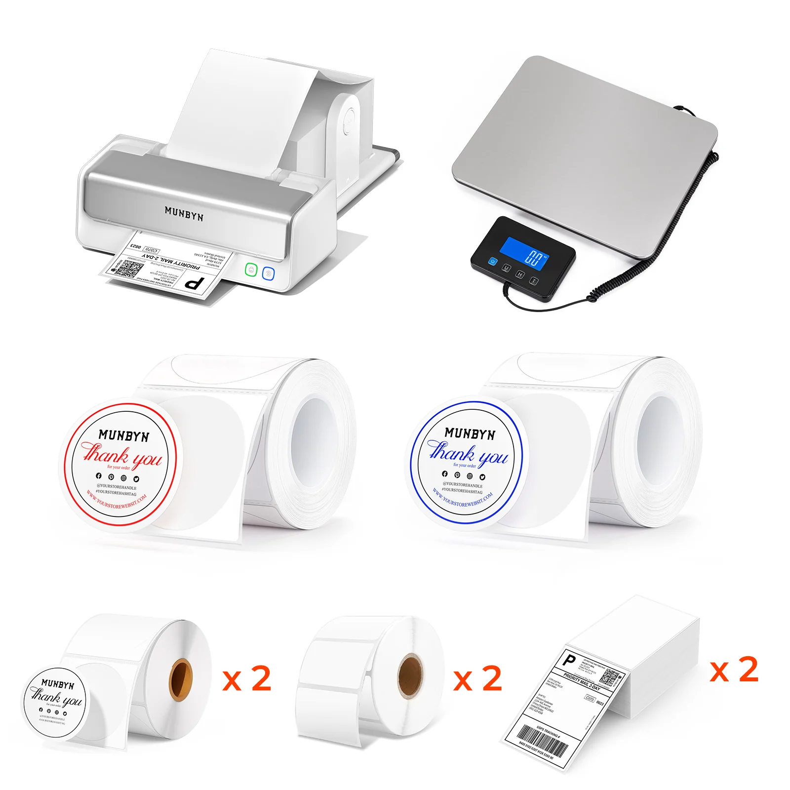 MUNBYN RW405B Dual-Color Thermal Label Printer Kit for Packaging and Branding - Image 4