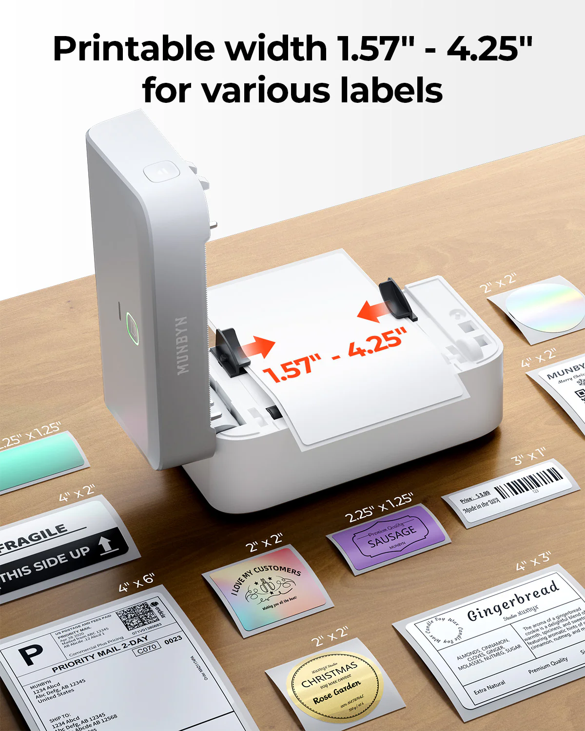 MUNBYN RealWriter 403B Bluetooth Printer & Circle Labels Shopify Packaging & Branding Modern Kit - Image 6