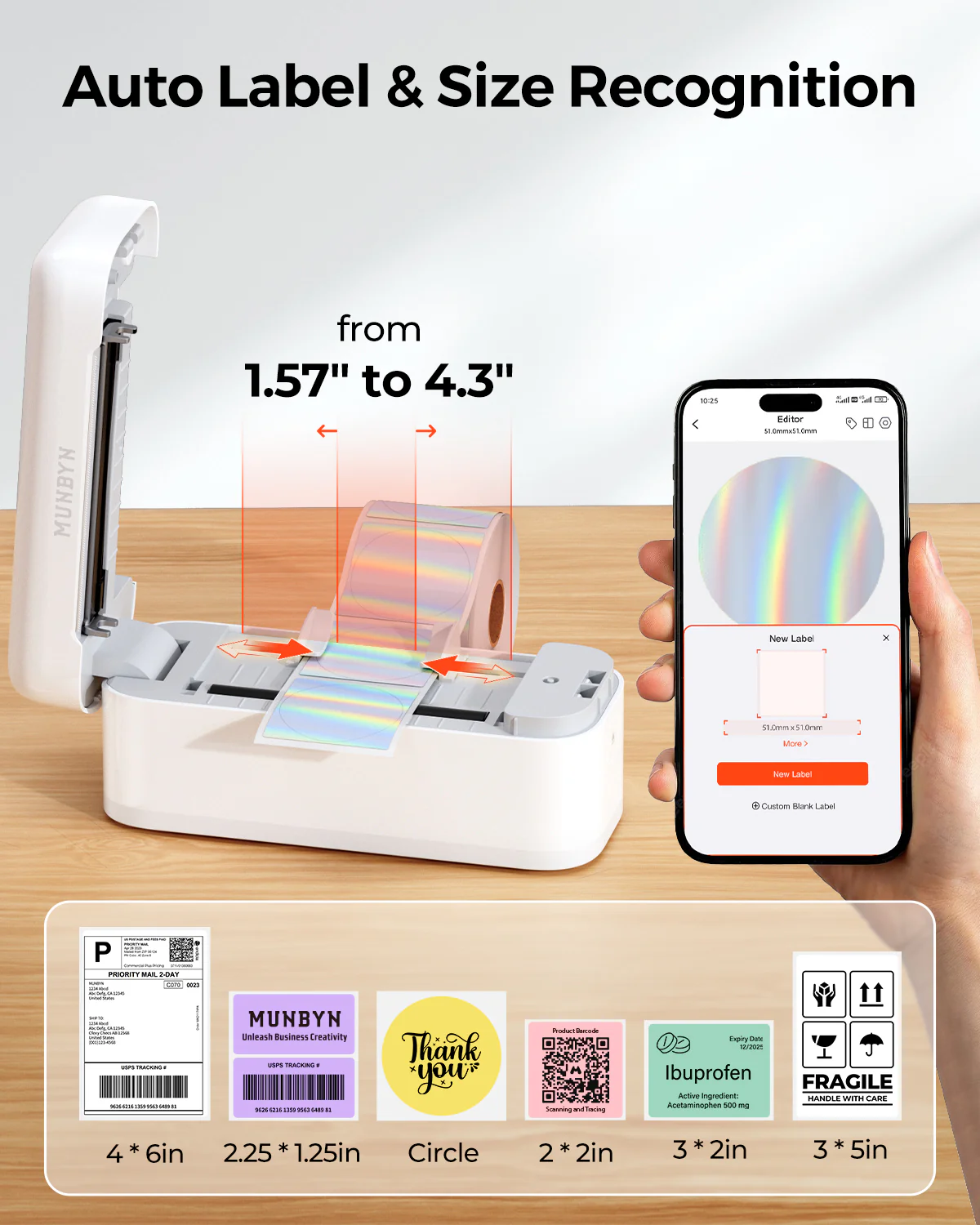 MUNBYN RealWriter 402B Bluetooth Printer & Morandi Labels TikTok Packaging & Branding Elegant Kit - Image 6