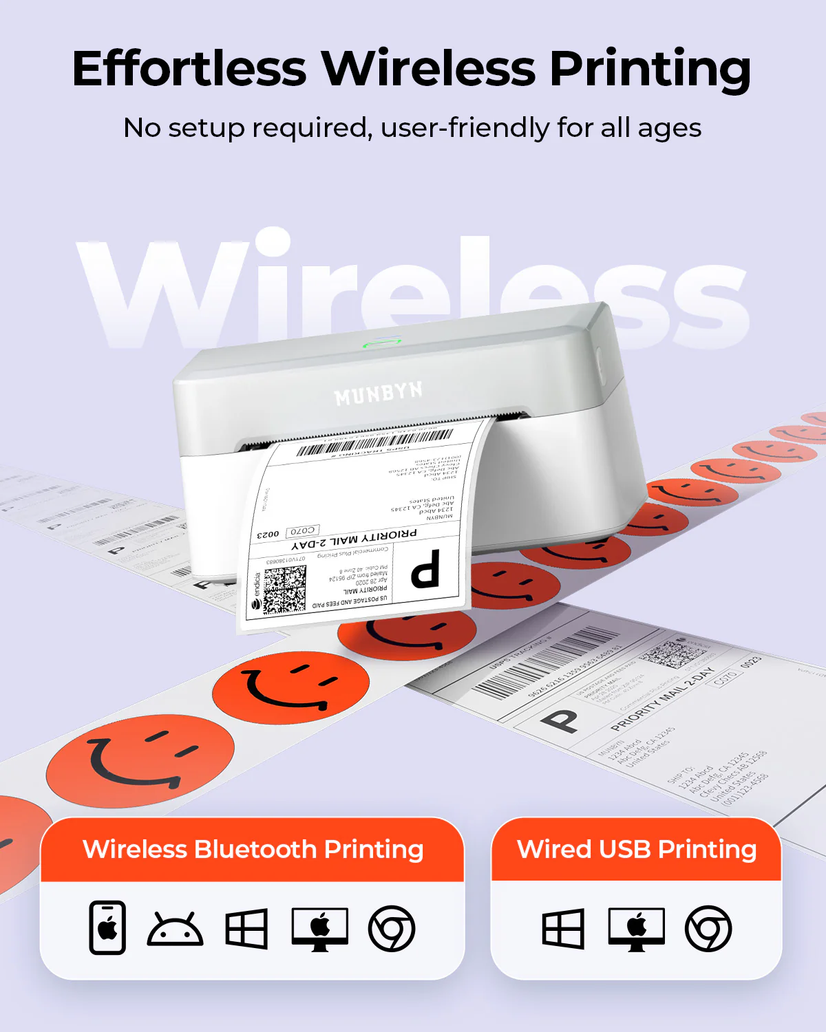 MUNBYN RealWriter 403B Wireless Printer & 4x6 Labels TikTok Shipping Modern Kit - Image 12